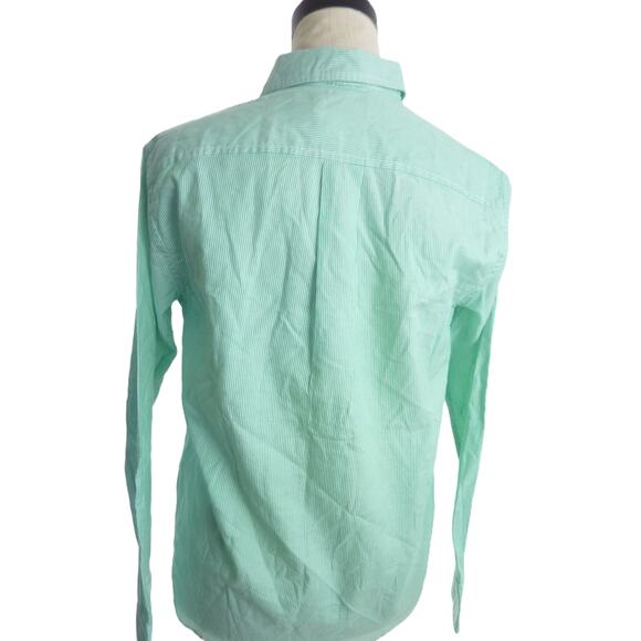 NWT Everlane Long Sleeve Button Down Cotton Mint Green Striped Shirt 6 - Picture 3 of 8